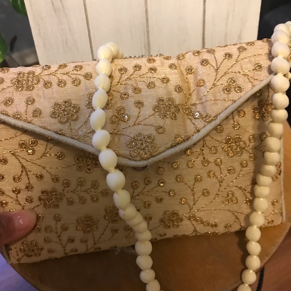 Vintage Handbags - Small, beige sparkle purse! Coastal chic!